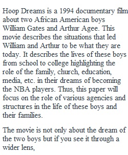 Hoop Dreams Paper